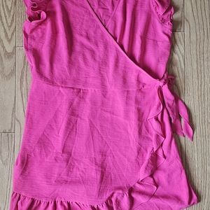Emma & Michele Fuchsia Faux Wrap Dress